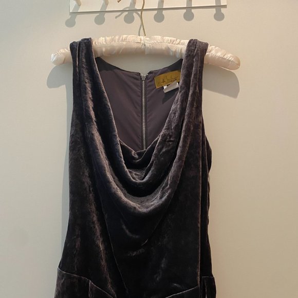 Dark Grey Nicole Miller Velvet Dress - Picture 5 of 10